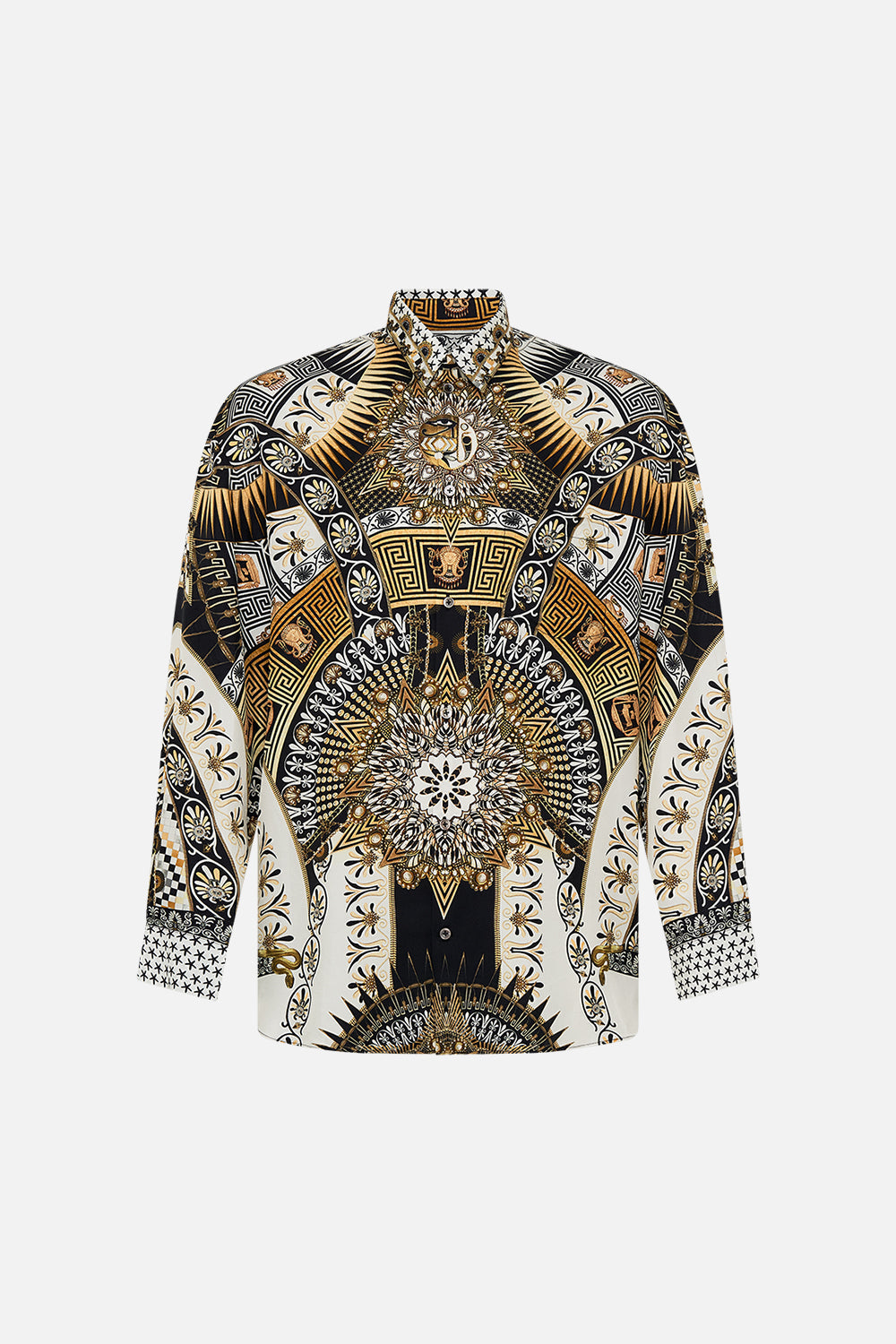 The CAMILLA MINI SHIRT DRESS MARK OF MEDUSA in our MARK OF MEDUSA print.