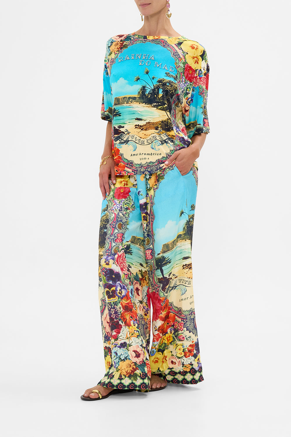 The CAMILLA A LINE FRILL DRESS JUST COASTING in our  print.