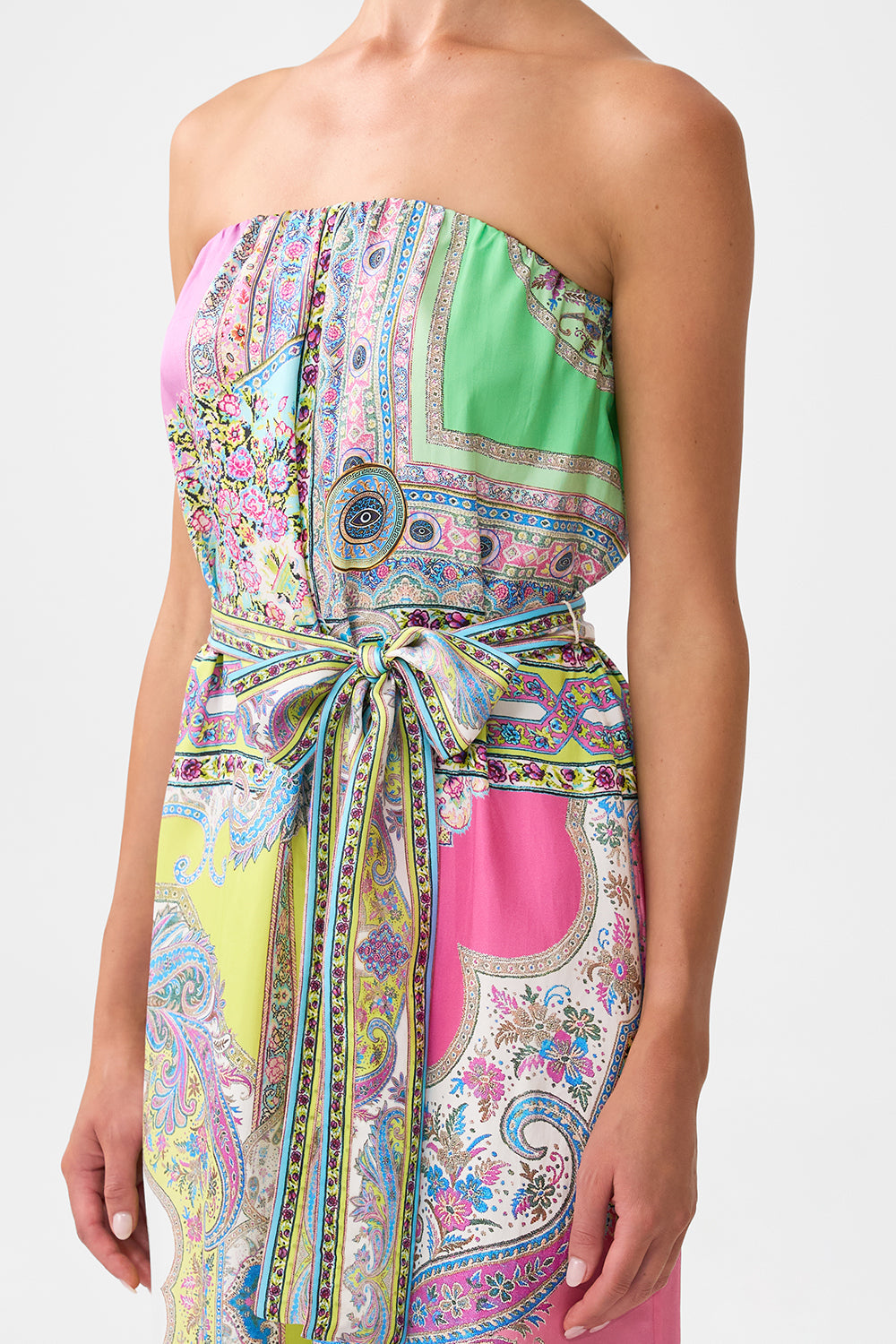 The CAMILLA SHIRT DRESS WITH A LINE SKIRT BOTANICAL BALLADS in our  print.