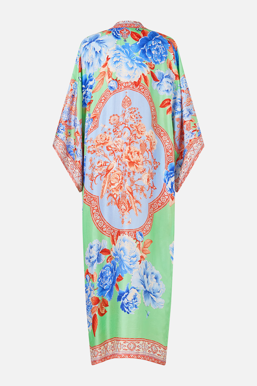 The CAMILLA ONE SHOULDER DRESS WITH BLOUSON SLEEVE FELINE FOLKLORE in our  print.