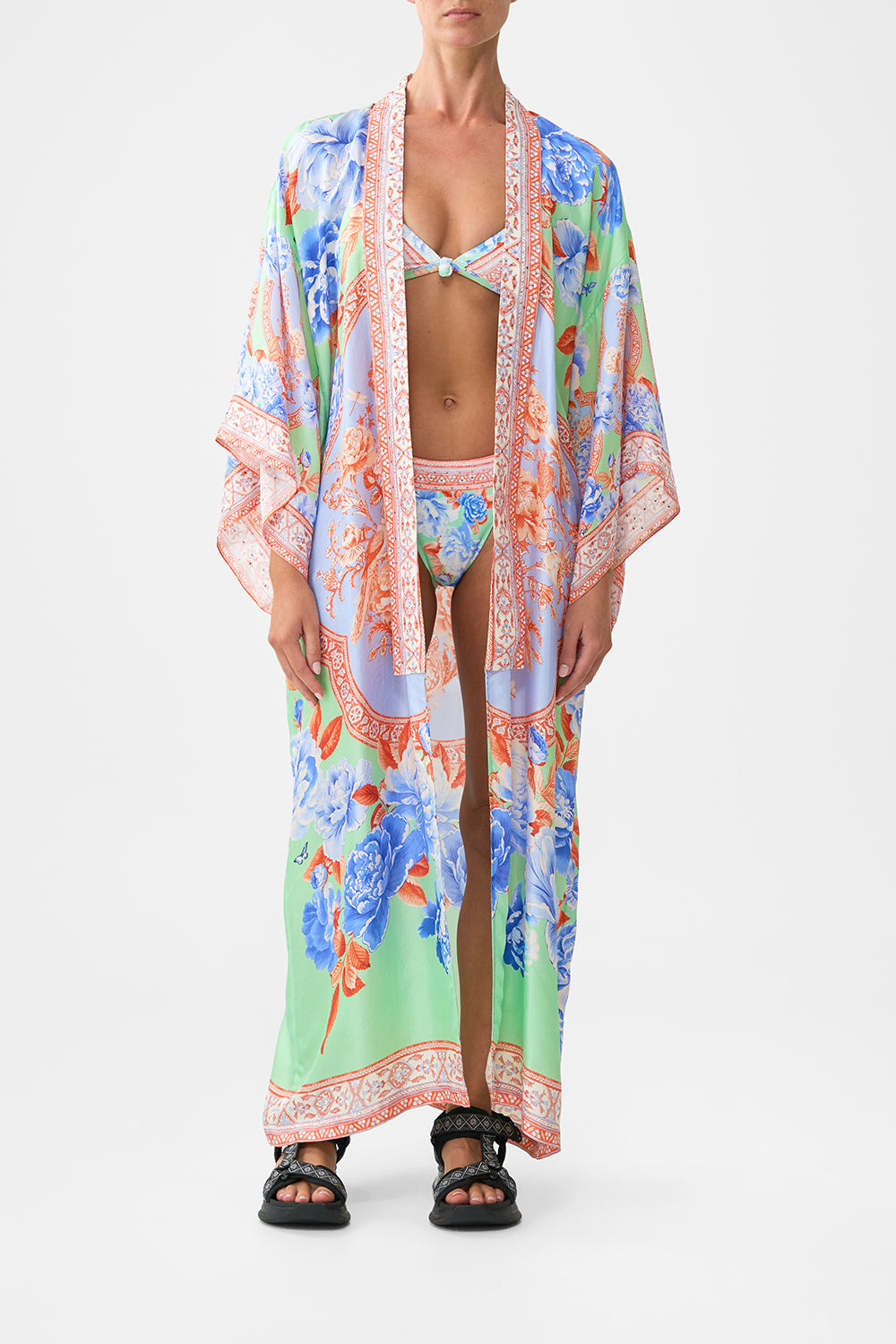 The CAMILLA DROP SHOULDER STRAP KAFTAN PATCHWORK PANORAMA in our  print.
