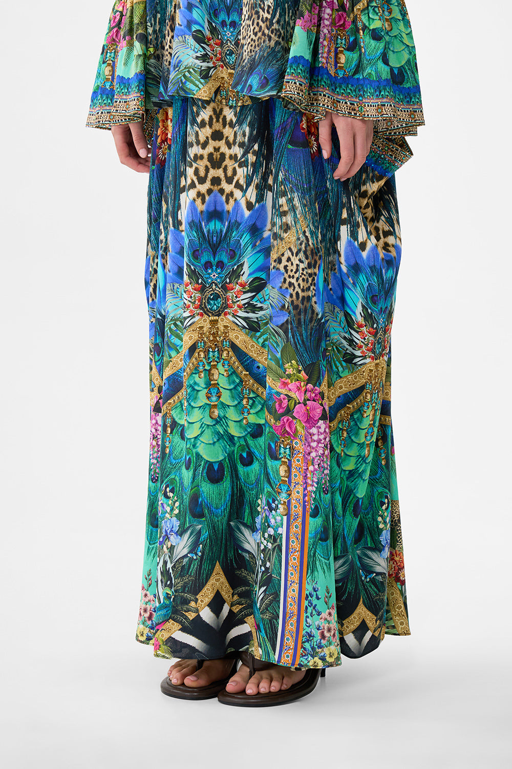 The CAMILLA WRAP SKIRT WITH GATHERED PANELS OTTOMAN OPULENCE in our  print.