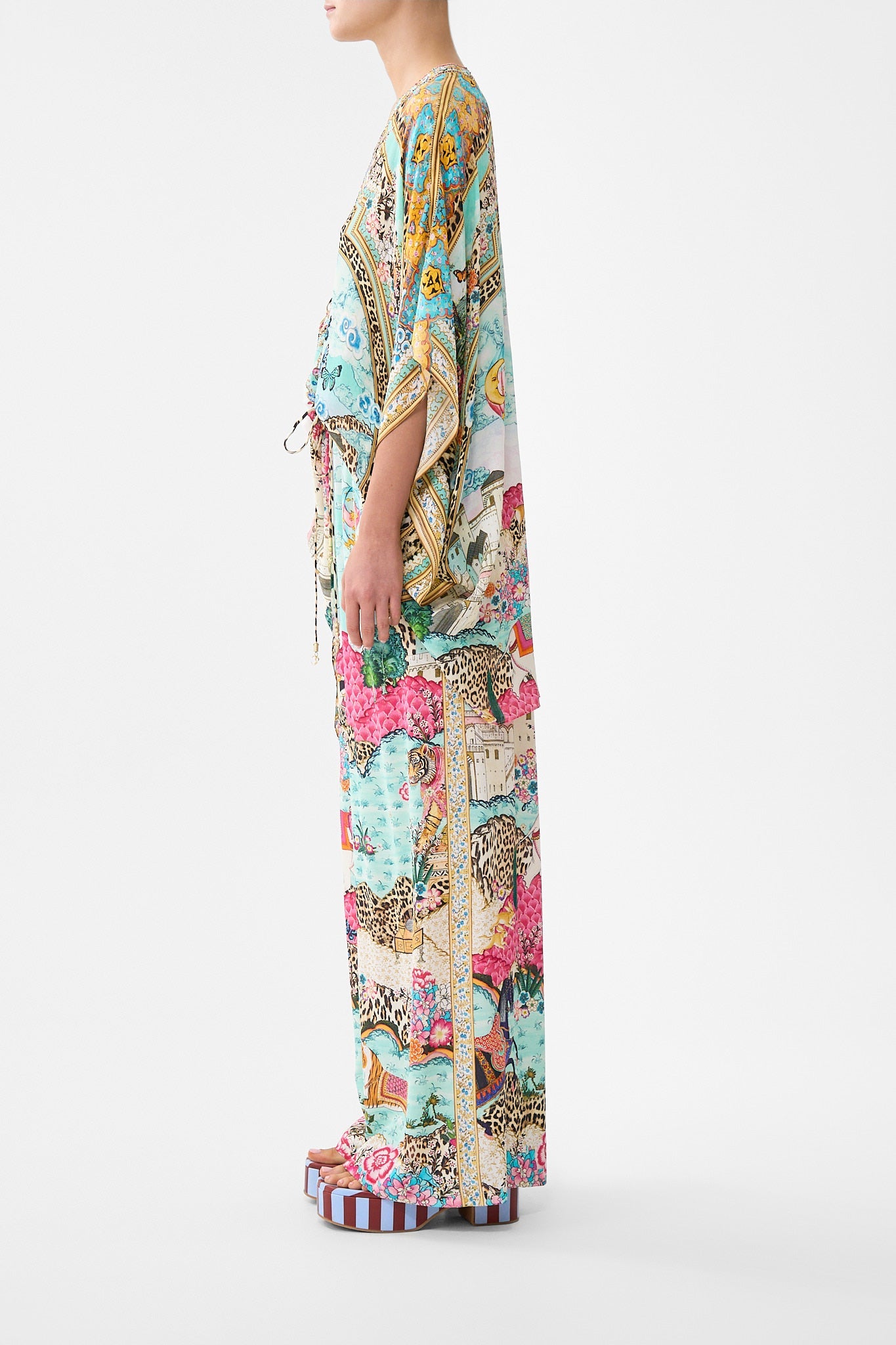 The CAMILLA SLIM FIT ROUND NECK T-SHIRT - WHITE/MULTI TOTEMS AND TREASURES in our  print.