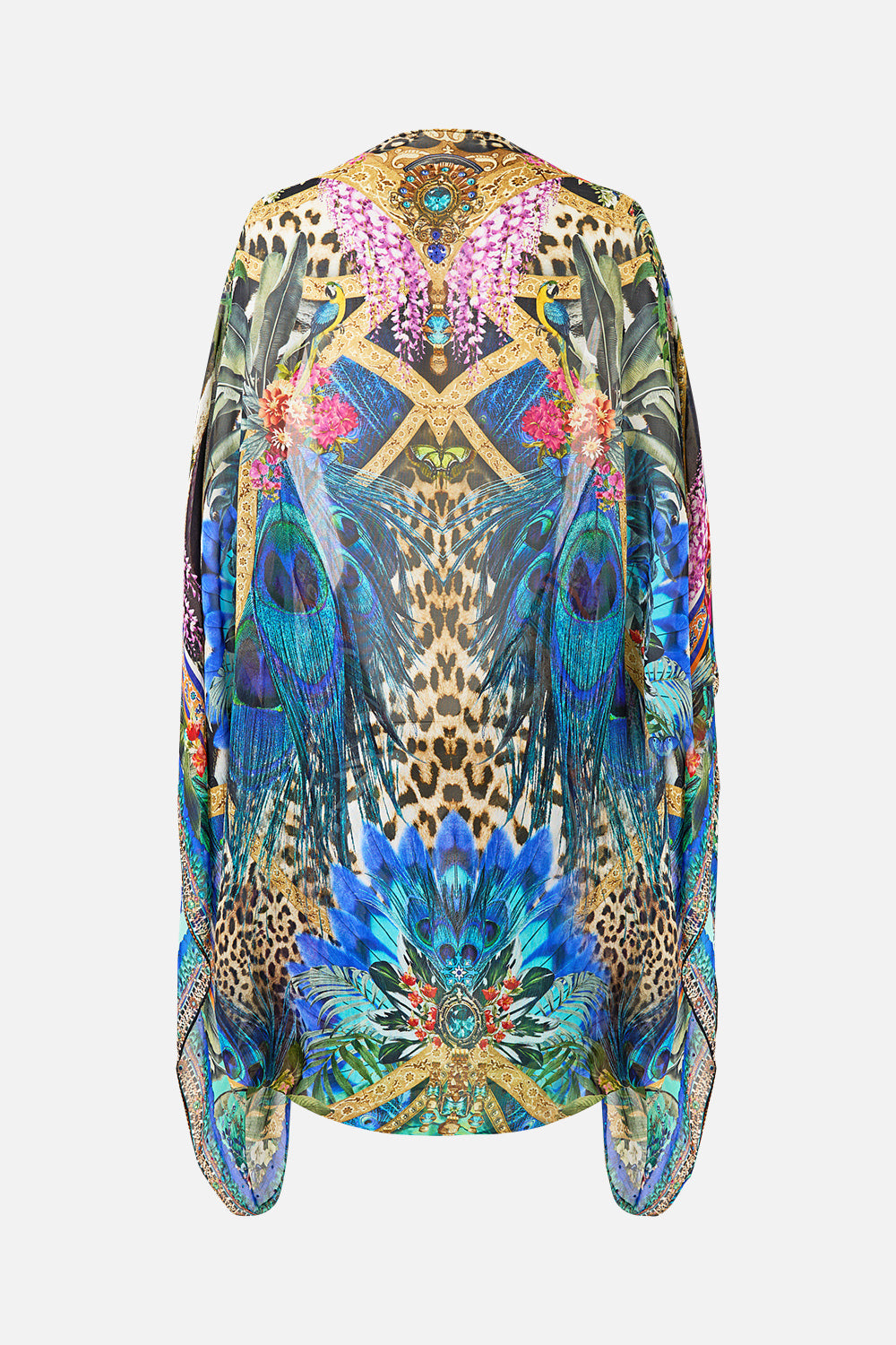 The CAMILLA JERSEY SCOOP NECK TANK TOP - WHITE/BLUE OTTOMAN OPULENCE in our OTTOMAN OPULENCE print.