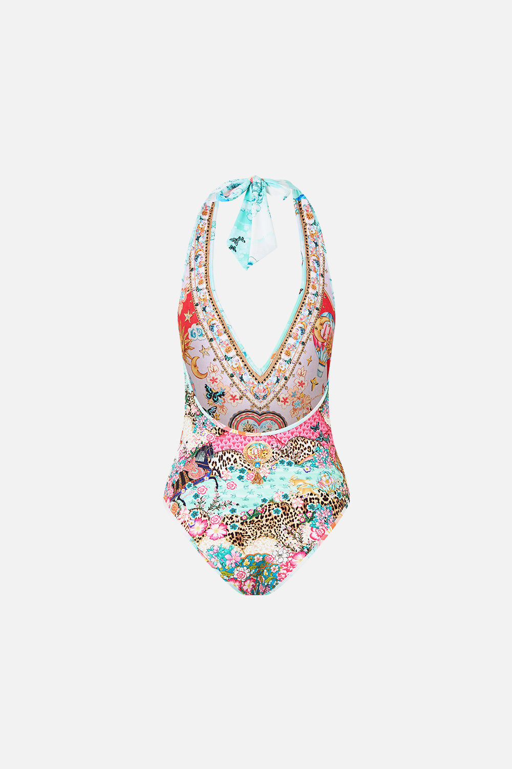 The CAMILLA LONG SPLIT FRONT TWIST DRESS AMULETS AND ALCHEMY in our  print.