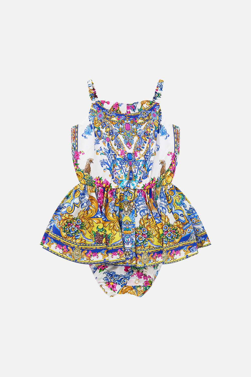 The CAMILLA TIERED SHIRTDRESS WITH WIDE WAIST TIE MEET ME IN MALLORCA in our  print.