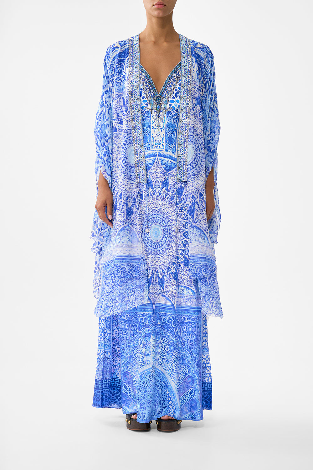 The CAMILLA BUTTON THROUGH SCARF BLOUSE AMULETS AND ALCHEMY in our  print.