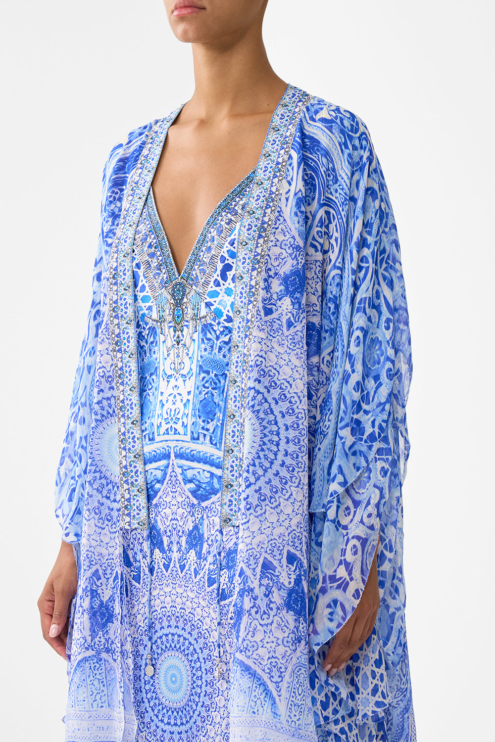 The CAMILLA SILK HEM BAND BOYFRIEND HOODIE - MULTI HIGH CLASS HOOKAH in our  print.